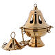 Thurible made of gilded brass with minimalist perforated decorations 17 cm s1