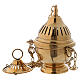 Thurible in shiny golden brass with perforated stripes on the lid 16 cm s1