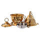 Thurible in shiny golden brass with perforated stripes on the lid 16 cm s2