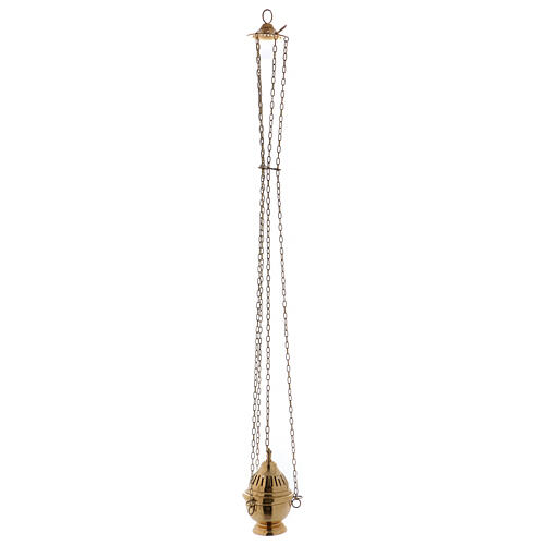 Striped thurible in polished gold plated brass h 6 1/4 in 3
