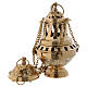 Thurible made of brass with embossed decorations in the shape of a leaf on the base and lid, 24 cm s1