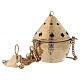 Kneaded golden brass thurible with cross-shaped holes 14 cm s1