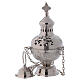 Thurible with perforated decorations and cross in nickel-plated brass s1