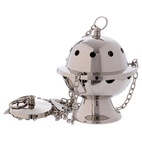 Silver-plated brass censer with dome-shaped lid 1