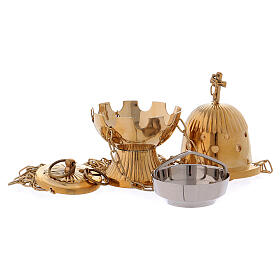 Thurible with cross gold plated brass
