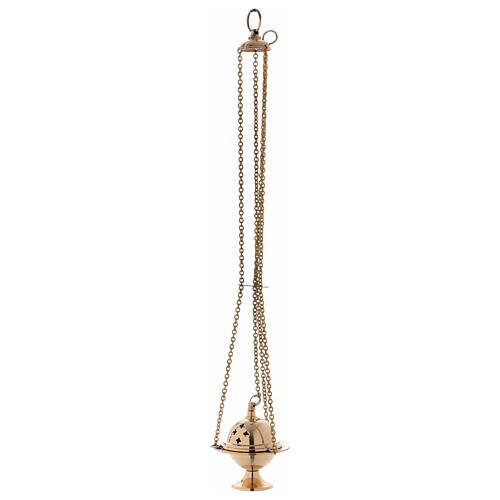 Thurible with cross shaped holes gold plated brass 3