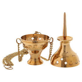 Golden brass censer with removable lid