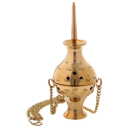 Golden brass censer with removable lid 1