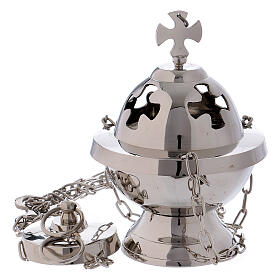 Brass censer with crosses in nickel-plated silver