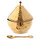 Golden brass incense-holder jar with domed lid s1