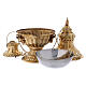 Golden brass censer with decorations and carvings 30 cm s4