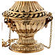 Decorated and carved thurible in gold plated brass 11 3/4 in s3