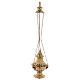 Decorated and carved thurible in gold plated brass 11 3/4 in s5