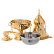 Golden brass censer with carved lid 24 cm s3