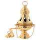 Thurible with carved cover in gold plated brass 9 1/2 in s1