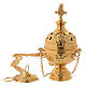 Thurible with flower decoration in gold plated brass 8 in s1