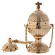 Gold plated brass thurible with floral decoration and cross s1