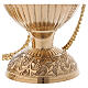 Gold plated brass thurible with floral decoration and cross s3
