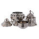 Silver-plated brass censer with carvings and leaf decoration s2