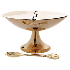 Simple boat in gold plated brass mirror effect 2 3/4 in
