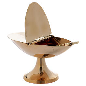 Simple boat in gold plated brass mirror effect 2 3/4 in