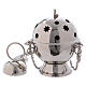 Silver-plated brass censer with carved circles and stars s1