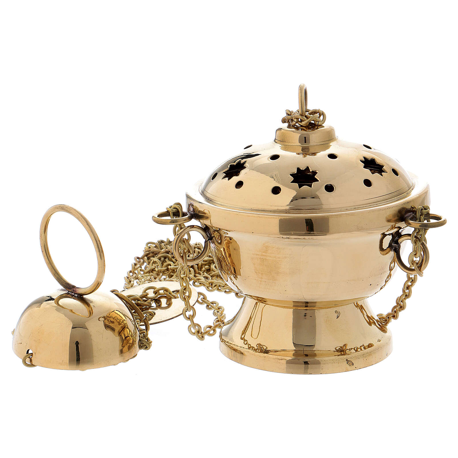 Golden brass censer with stars 10 cm | online sales on HOLYART.co.uk