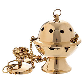 Simple thurible in polished gold plated brass 4 1/4 in