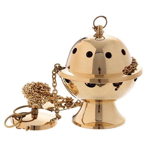 Simple thurible in polished gold plated brass 4 1/4 in 1