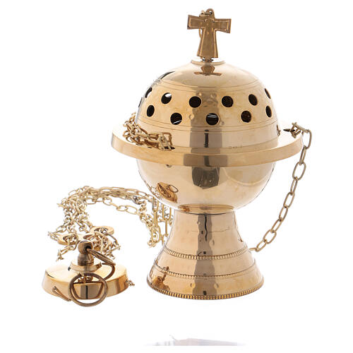 Hammered thurible with decorations 7 1/2 in 1