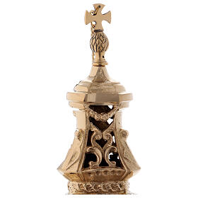 Baroque style censer in golden brass 32 cm