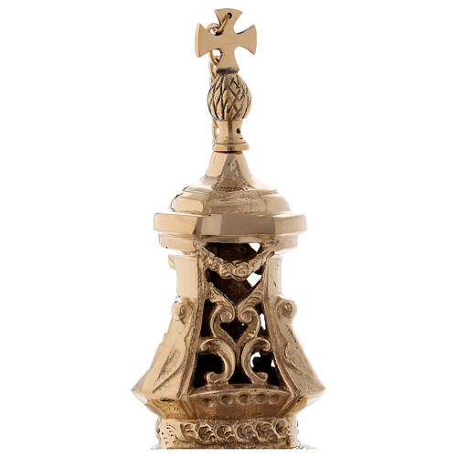 Baroque style censer in golden brass 32 cm 2