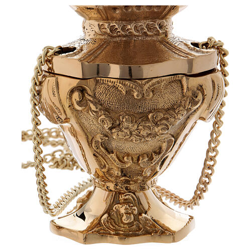 Baroque style censer in golden brass 32 cm 3
