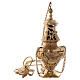 Baroque style censer in golden brass 32 cm s1