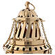Golden brass censer with inlay and leaf decoration 27 cm s2