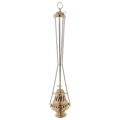 Leaves decorated thurible in gold plated brass 10 1/2 in 4
