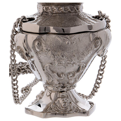Baroque censer with silver-plated brass decorations and inlays 32 cm 3