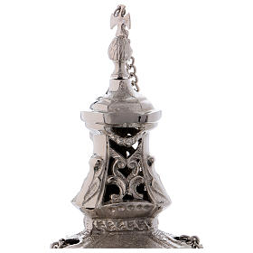 Encensoir baroque décorations et ouvertures laiton argenté 32 cm