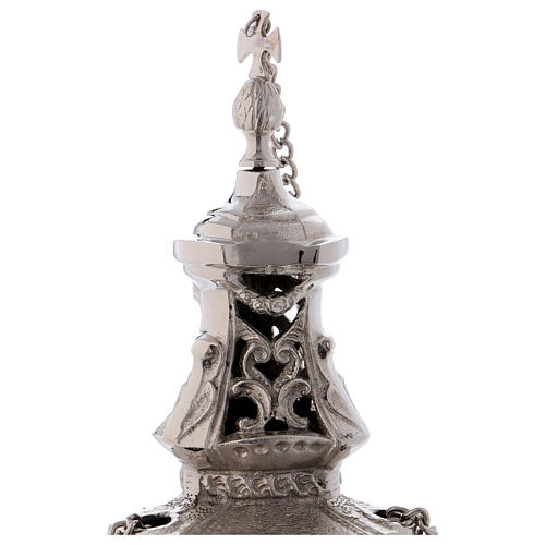 Encensoir baroque décorations et ouvertures laiton argenté 32 cm 2