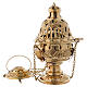 Chiselled and inlaid golden brass censer 26 cm s1