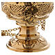 Chiselled and inlaid golden brass censer 26 cm s3