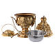 Chiselled and inlaid golden brass censer 26 cm s4