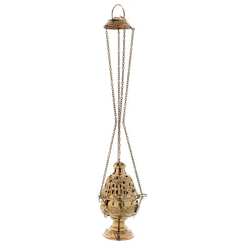 Chiseled thurible with inlays gold plated brass 10 1/4 in 5