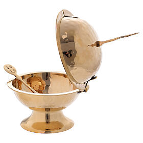 Boat with cross in gold plated brass h 6 1/4 in
