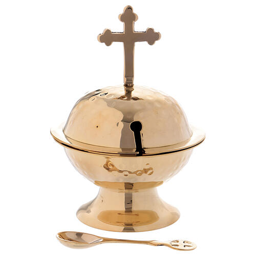 Boat with cross in gold plated brass h 6 1/4 in 1