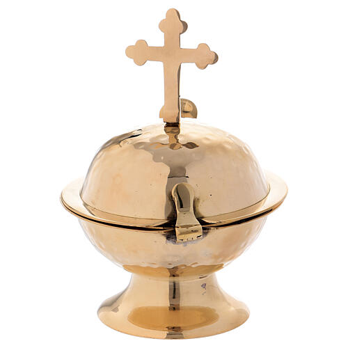 Boat with cross in gold plated brass h 6 1/4 in 3