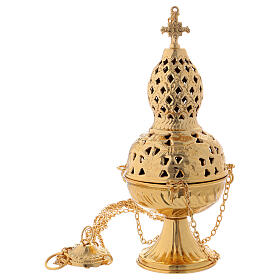 Oriental style censer, golden brass 27 cm