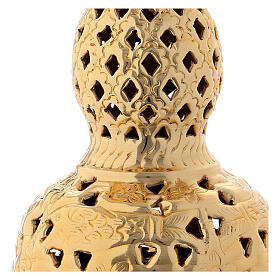 Oriental style censer, golden brass 27 cm