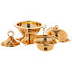 Thurible and boat for incense set in 24K golden brass s2