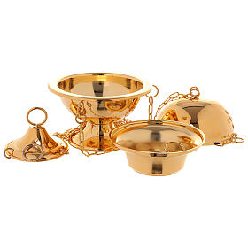 Thurible and boat in 24-karat gold plated brass